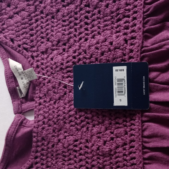 NWT- Lucky Brand Women's Crochet Tank Top Sleeveless.Size S. Color Purple. - Picture 7 of 16
